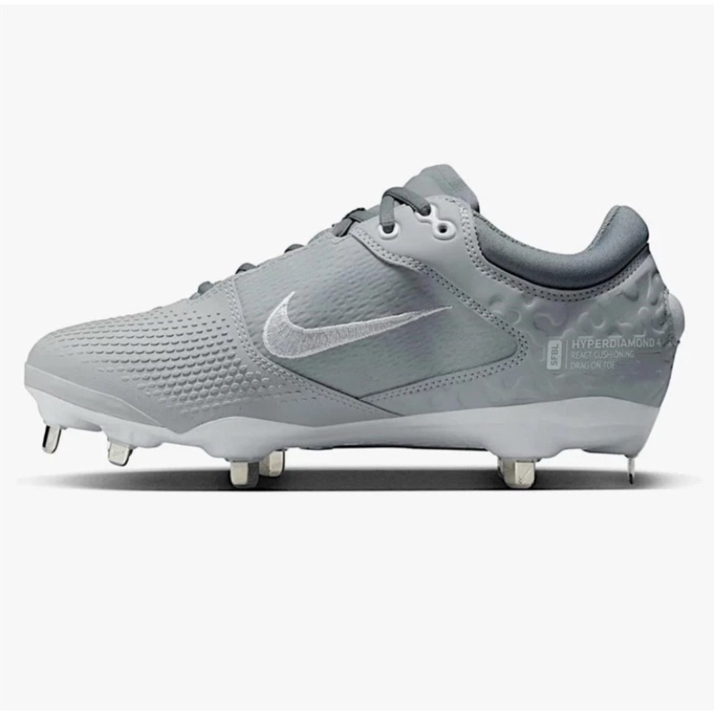 New in Box Nike Hyperdiamond 4 Elite Softball Cleats wolf Gray Size 7